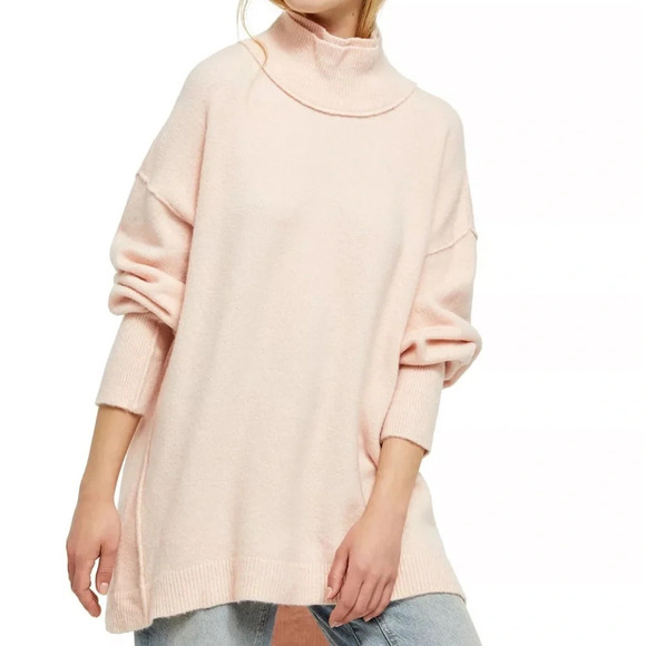 Free People Sweaters - Free People Sweater Womens XS After Glow Wool Mock Neck Oversized Cozy Feminine
